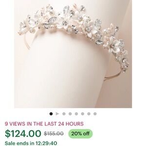 The Giovanna Floral Tiara is designed with flowers & with ivory & blush pearl